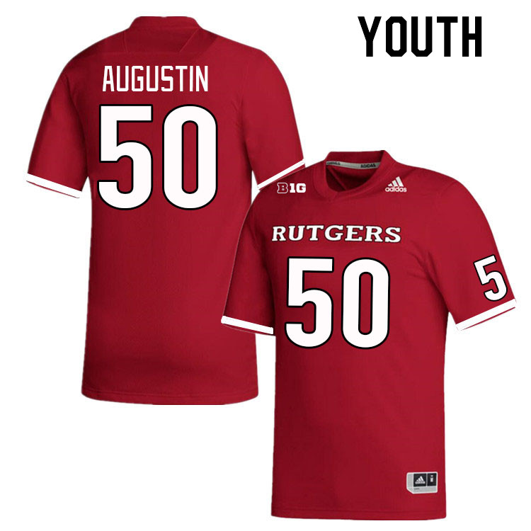 Youth #50 Jordan Augustin Rutgers Scarlet Knights College Football Jerseys Stitched Sale-Scarlet - Click Image to Close